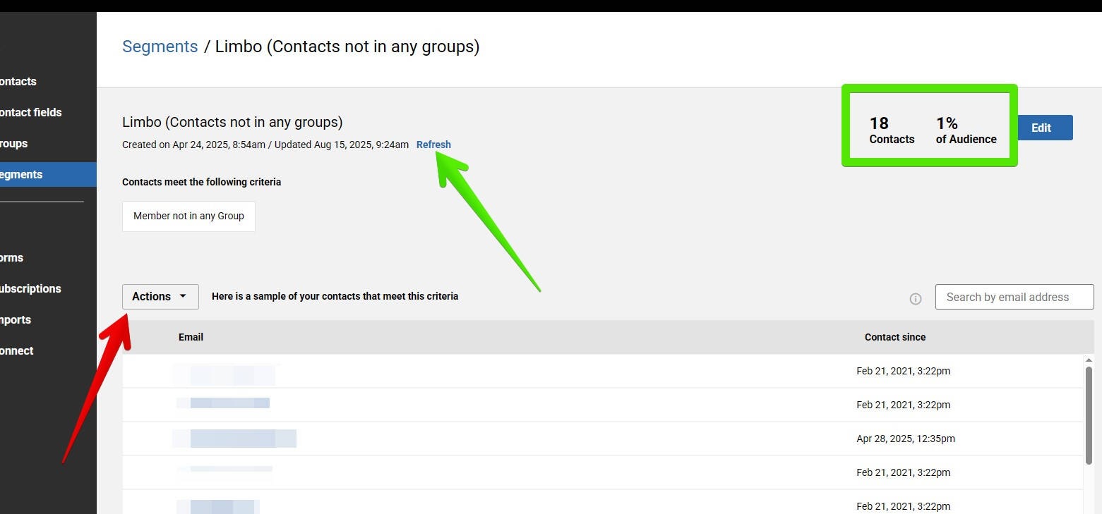 Clear contacts in limbo